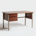 Houten bureau met metalen frame en twee lades 120 x 60 x 75cm