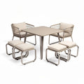 Eetset van 6 personen met aluminium frame en stoffen kussens 150 x 150 x 75cm