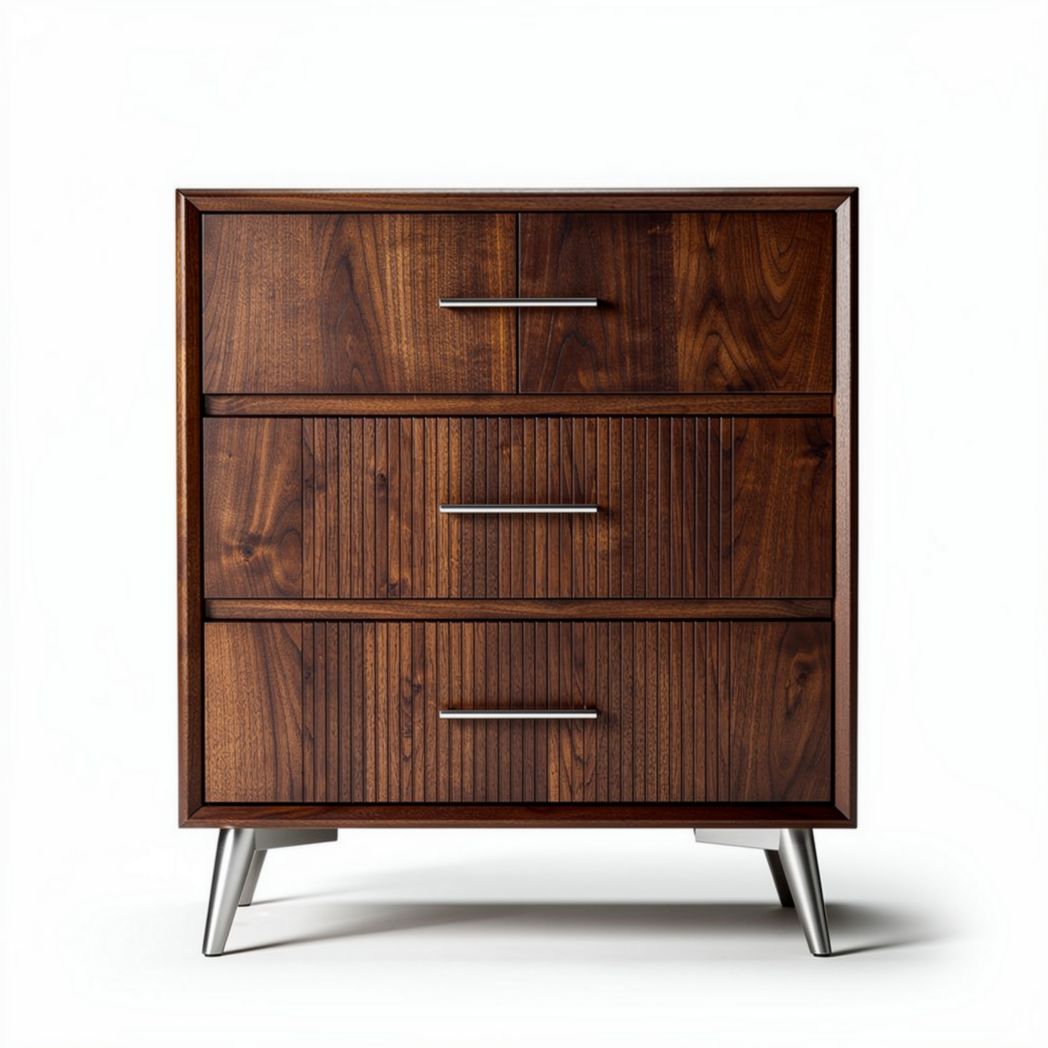 Houten ladekast 3 lades 60 x 40 x 80 cm met metalen handgrepen