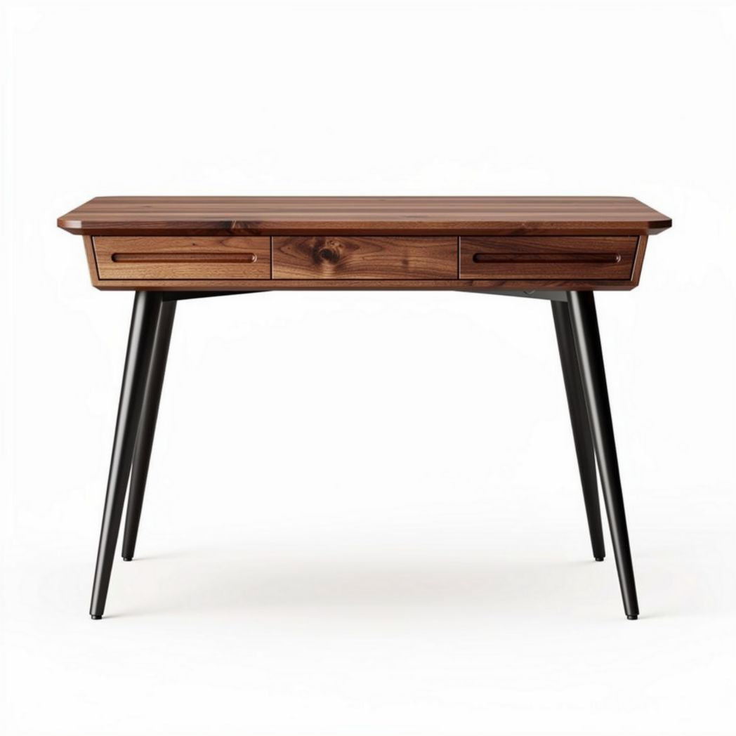 Houten bureau met vier lades en metalen poten 120 x 60 x 75cm