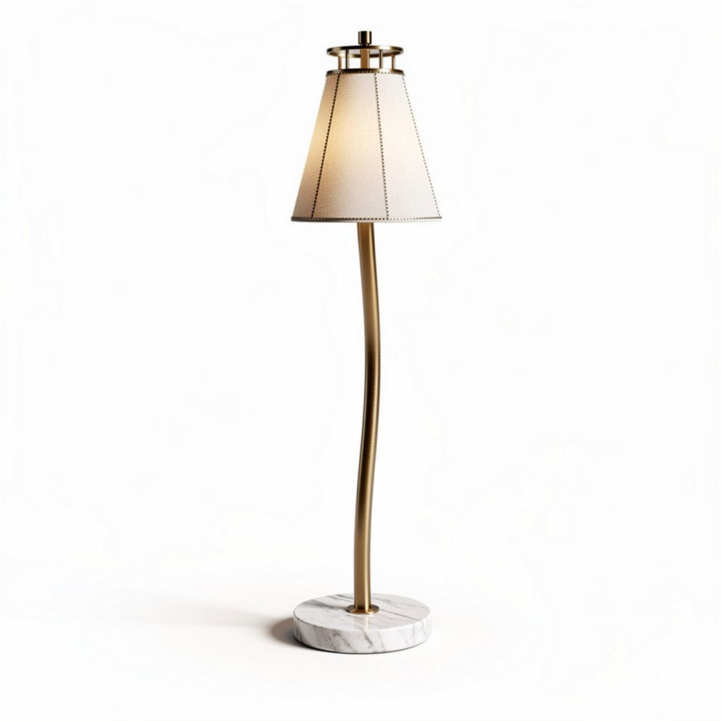 Stijlvolle vloerlamp met marmeren basis en stoffen lampenkap 30 x 30 x 150cm